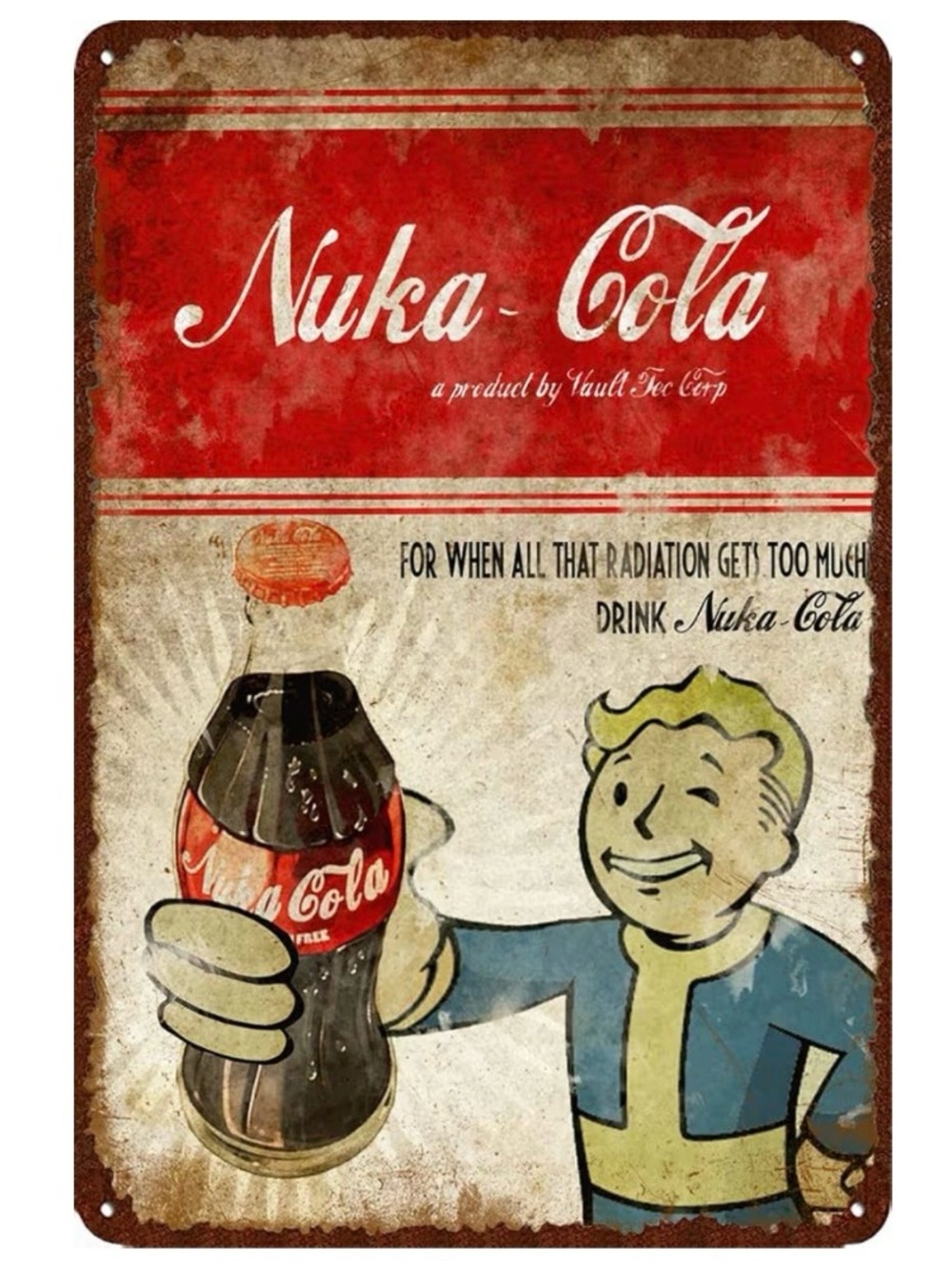 Fallout Nuka Cola Metal Tin Sign Vintage Wall Art Man Cave Garage Decor 8x12in